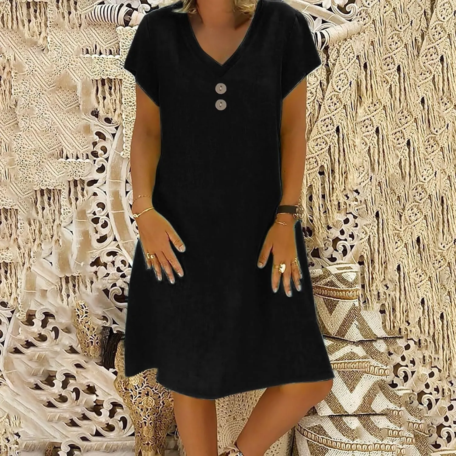 Women's Cotton Linen Dresses 2025 Summer Cup Sleeve Comfy Travel Sundresses Beach Vacation Wear Trendy Dress Outfits