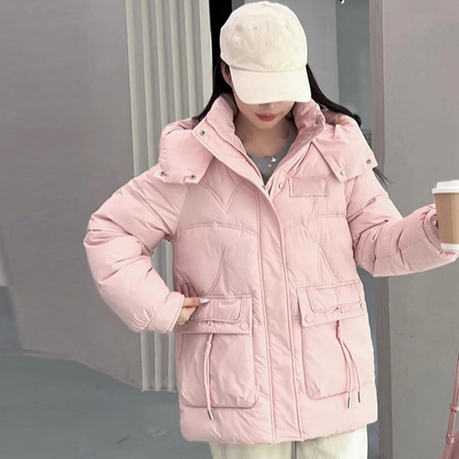 Women's Down Puffer Jackets Lightweight Thermal Quilted Coat with Pockets Zip Up Winter Warm Oversized Jackets