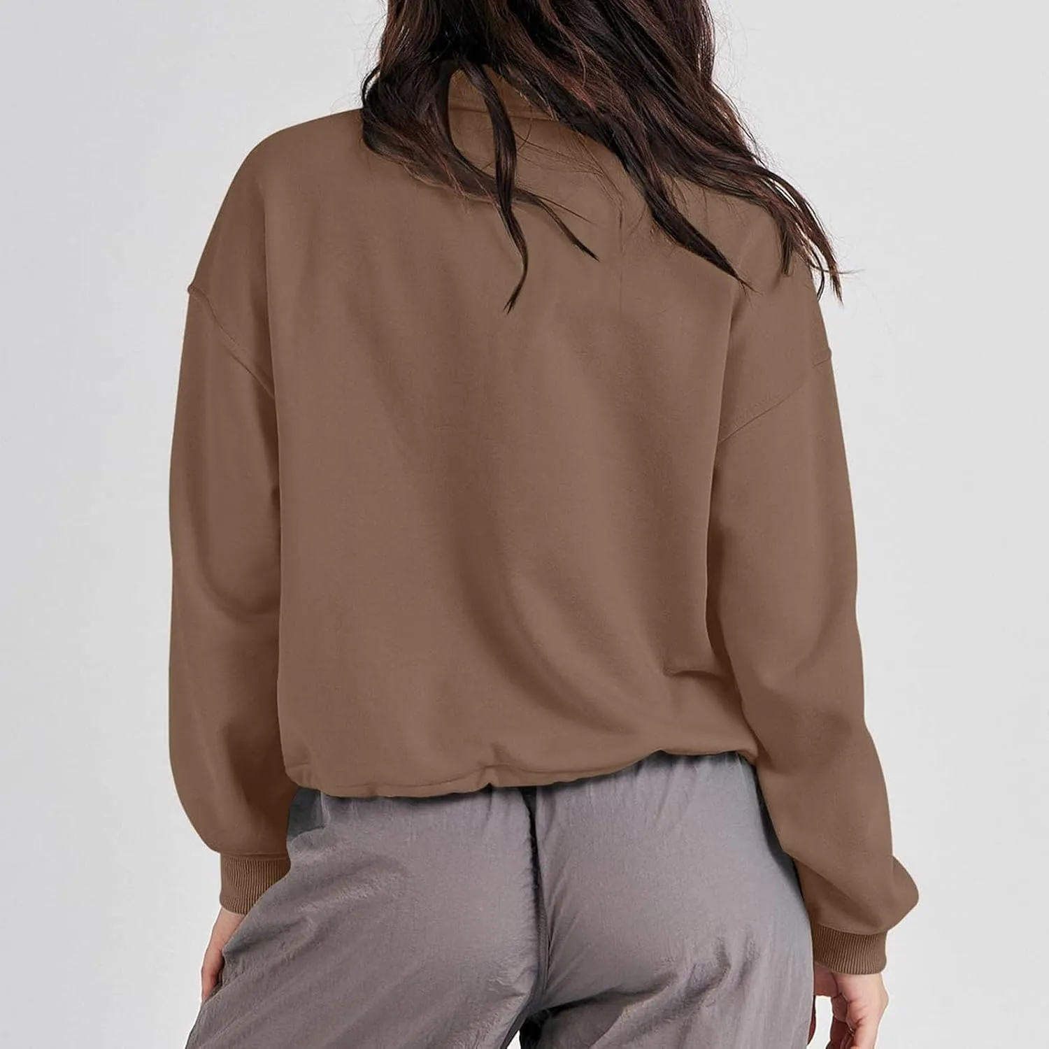 Women's Fleece Sweatshirt Zipper Stand Collar Workout Fuzzy Crop Shaggy Shacket Jacket Sherpa Thicken Warm Winter Coat