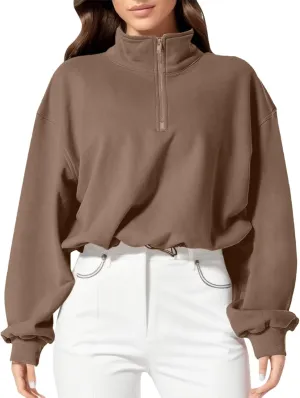Women's Fleece Sweatshirt Zipper Stand Collar Workout Fuzzy Crop Shaggy Shacket Jacket Sherpa Thicken Warm Winter Coat