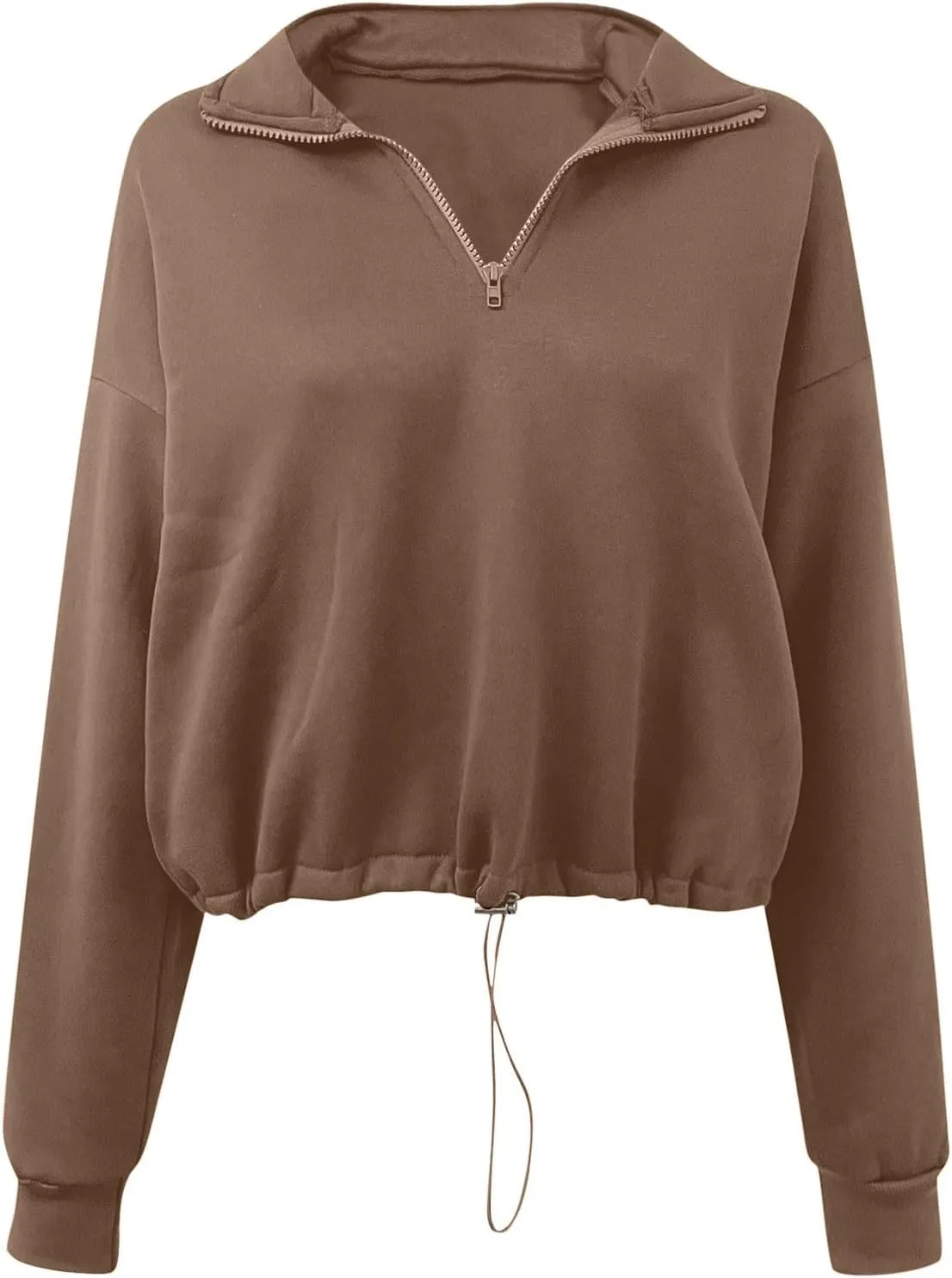 Women's Fleece Sweatshirt Zipper Stand Collar Workout Fuzzy Crop Shaggy Shacket Jacket Sherpa Thicken Warm Winter Coat