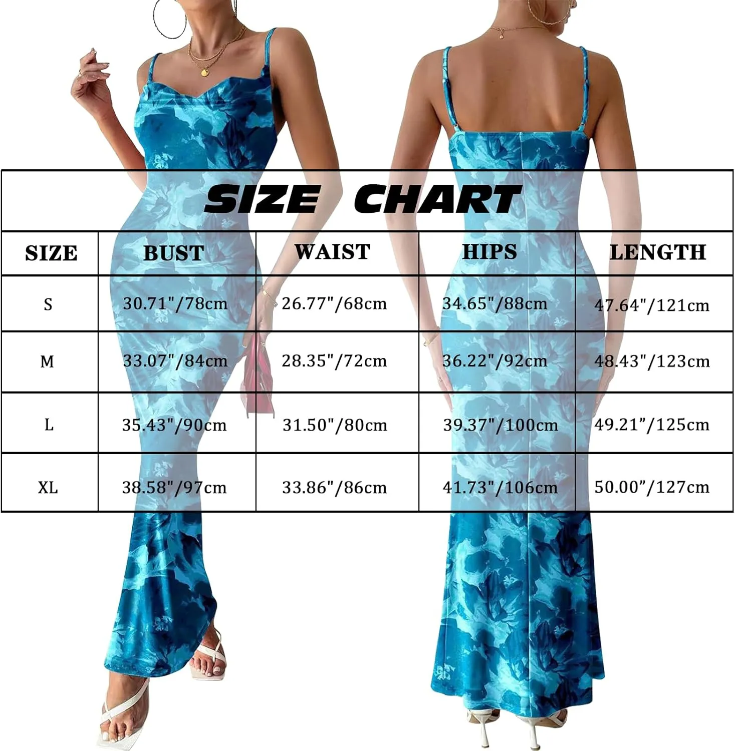 Women's Floral Spaghetti Strap Maxi Dress Sexy Summer Stretch Bodycon Dress Backless Cocktail Slip Long Dresses