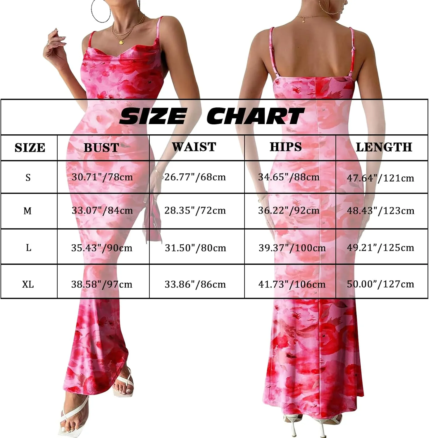 Women's Floral Spaghetti Strap Maxi Dress Sexy Summer Stretch Bodycon Dress Backless Cocktail Slip Long Dresses