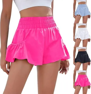 Women's Flowy Shorts High Waisted Athletic Running Shorts Casual Workout Gym Quick Dry Summer Sport Shorts with Pockets
