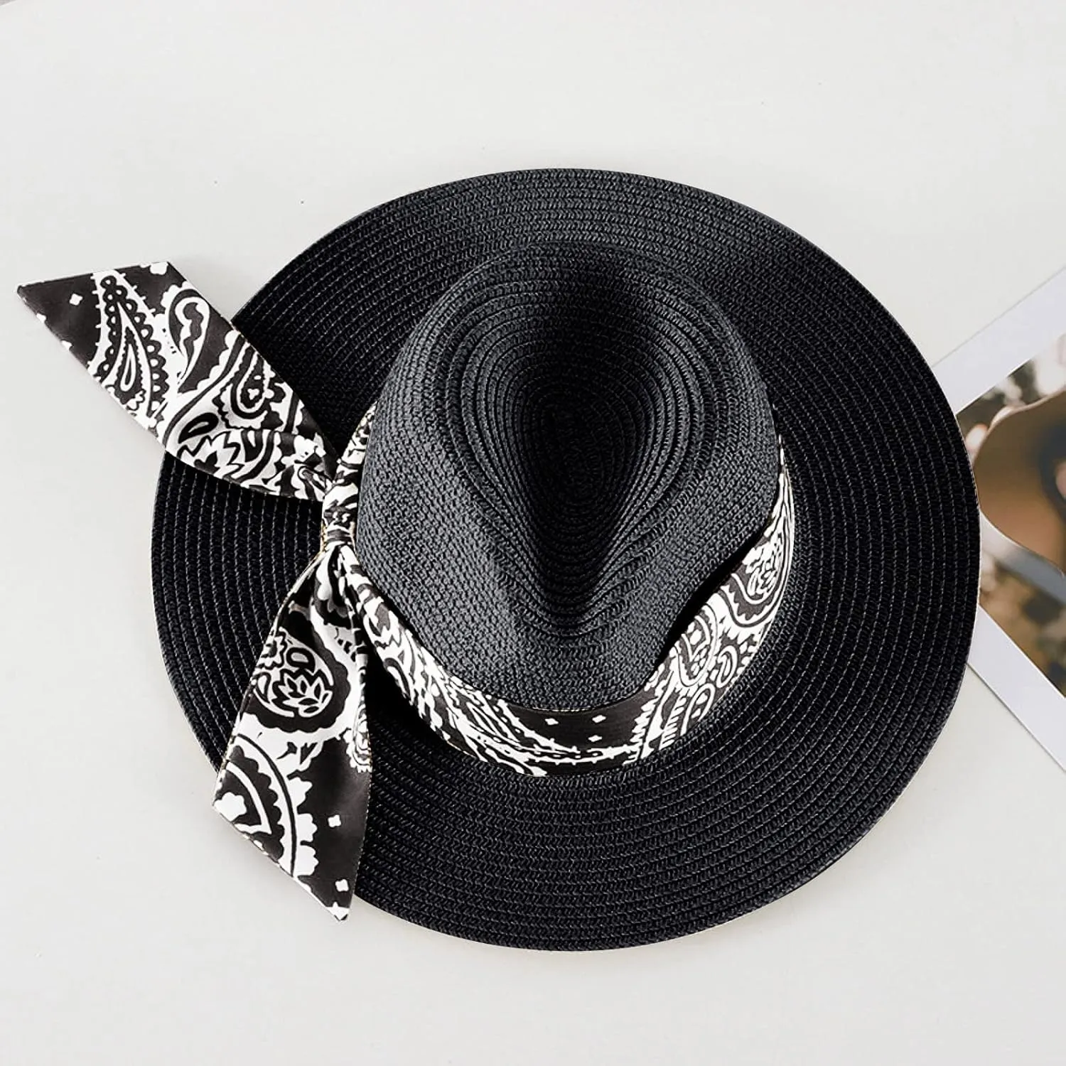 Women's Folable Floppy Hat Wide Brim Sun Hats for Women Floppy Hat Summer Beach Cap Adjustable Straw Hat for Women