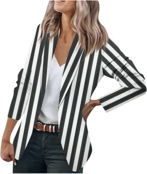 Women's Formal Trendy Long Sleeve Lightweight Blazer Jacket Plus Size,M-5XL