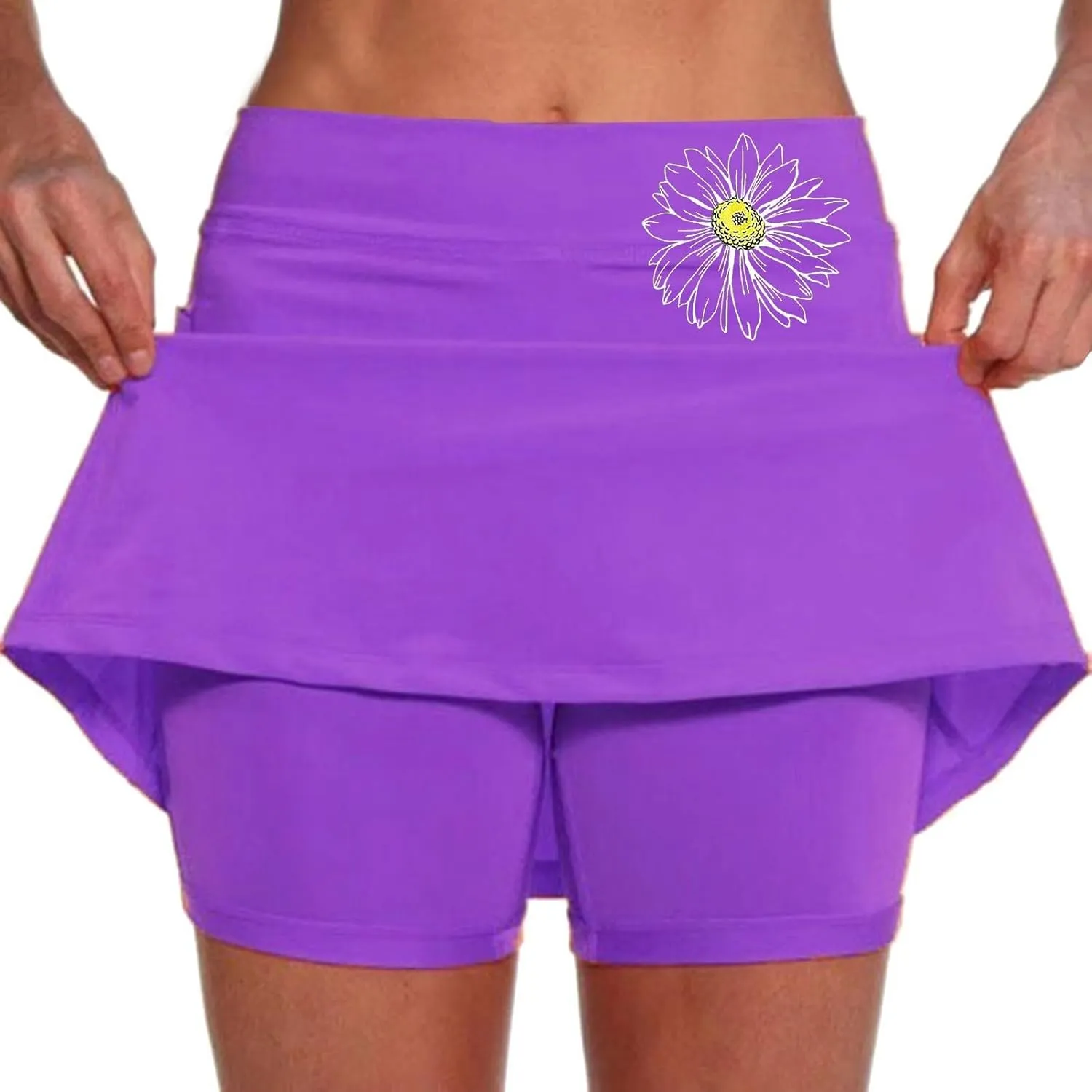Womens Golf Skorts with Pockets Plus Size High Waist Tennis Skirt with Shorts Underneath Tummy Control Mini Skirts