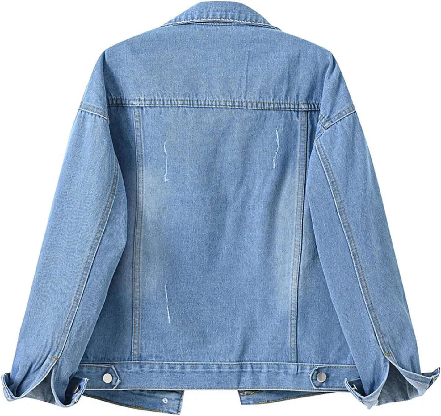 Womens Hooded Denim Jacket Layered Drawstring Casual Hoodie Long Sleeve Jean Jacket Vintage Stretch Cropped Jackets