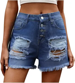 Women's Juniors Fashion Jean Shorts High Waisted Stretchy Denim Shorts Casual Summer Hot Shorts Dressy Casual