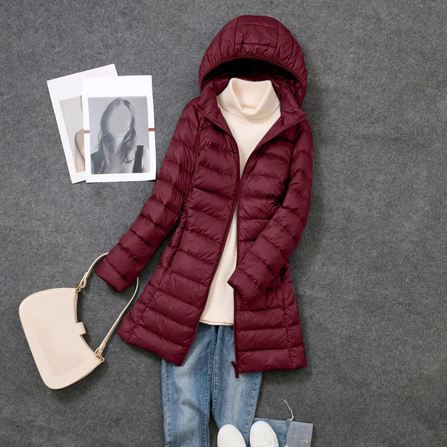 Women's Lightweight Hooded Down Jacket Packable Puffer Insulated Coats Lightweight Water-Resistant Hooded Puffer Coat
