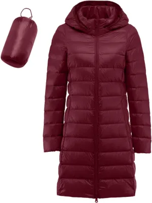 Women's Lightweight Hooded Down Jacket Packable Puffer Insulated Coats Lightweight Water-Resistant Hooded Puffer Coat