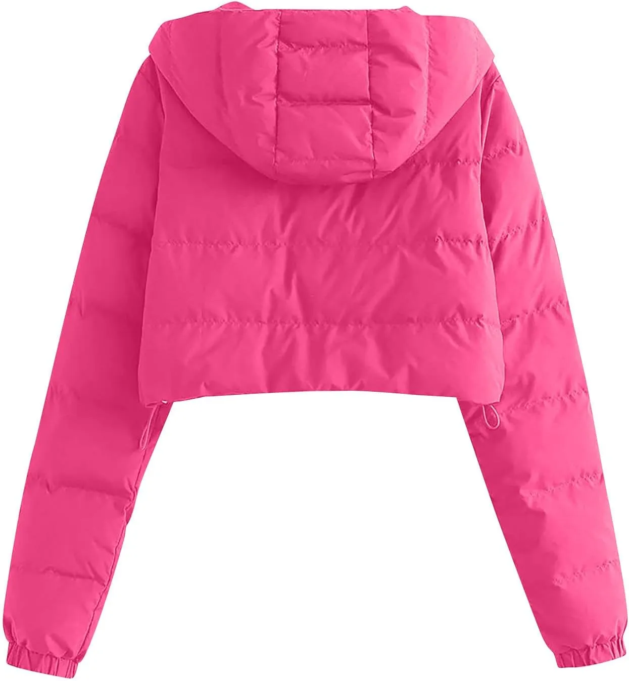 Women's Lightweight Quilted Jackets Winter Long Sleeve Cropped Puffer Down Jackets Fashion Short Hooded Padded Coats