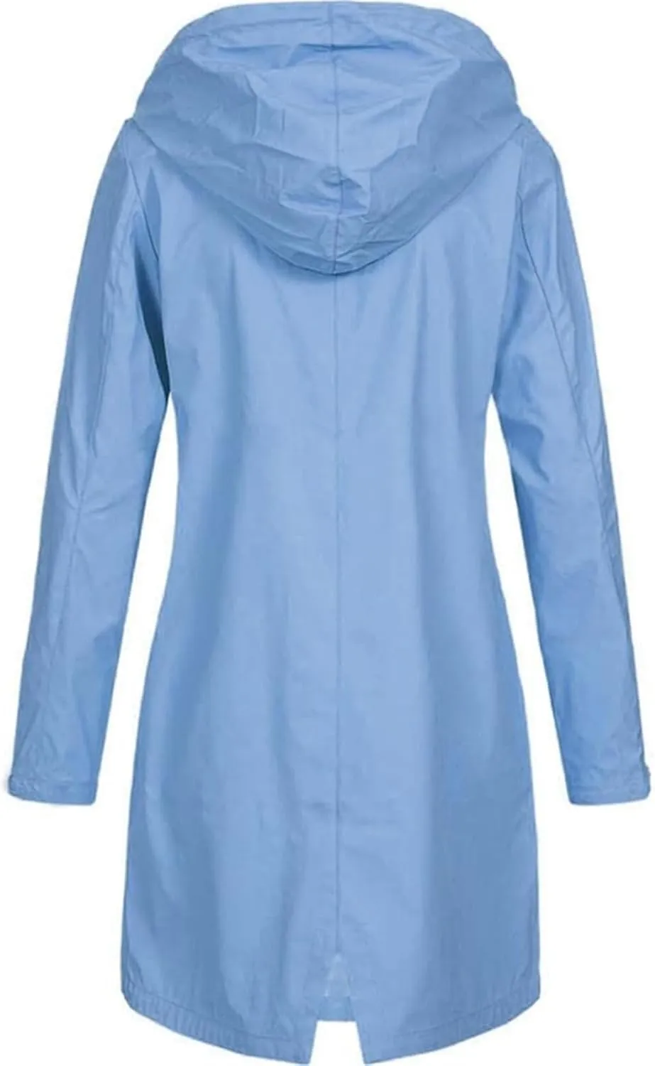 Women's Long Raincoat Plus Size Zip Up Utility Jacket Hoodie Button Down Rain Jacket Waterproof Windproof Outerwear