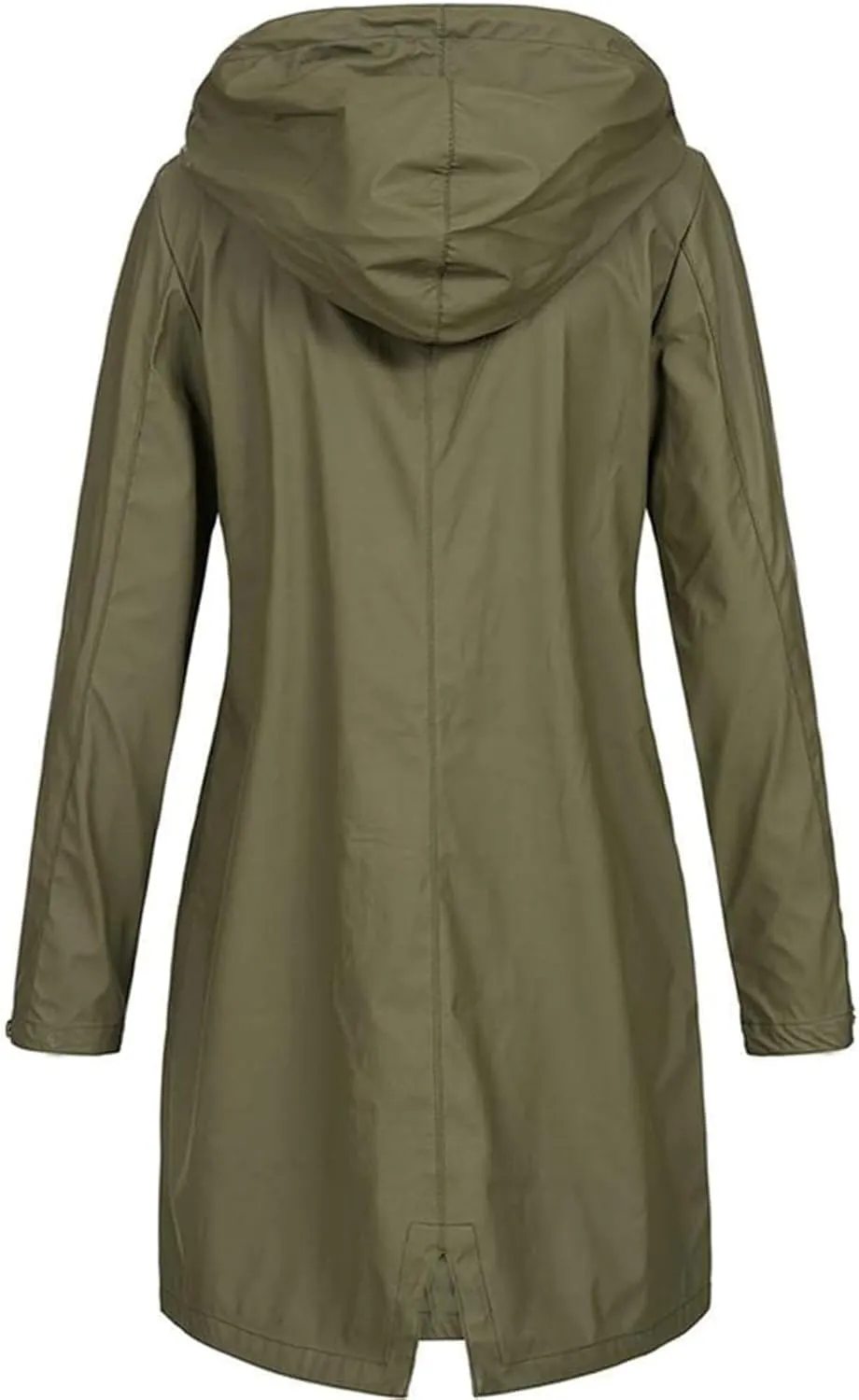 Women's Long Raincoat Plus Size Zip Up Utility Jacket Hoodie Button Down Rain Jacket Waterproof Windproof Outerwear