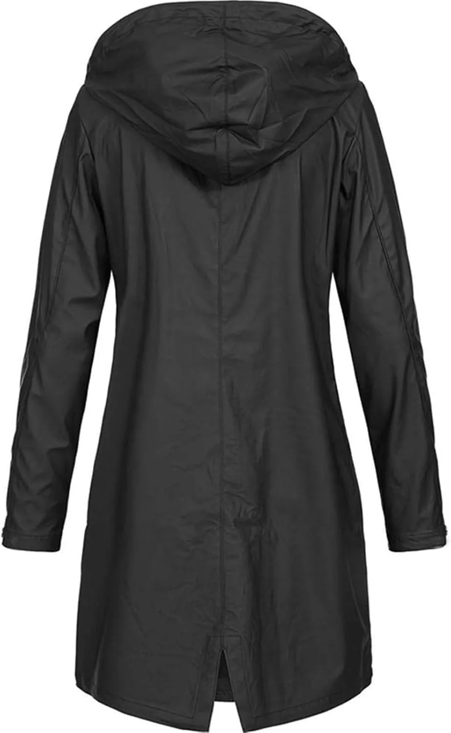 Women's Long Raincoat Plus Size Zip Up Utility Jacket Hoodie Button Down Rain Jacket Waterproof Windproof Outerwear