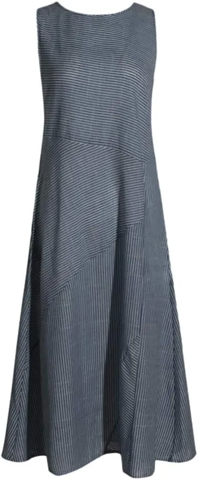 Womens Maxi Dress Linen Dress Summer Sun Dresses Casual Sleeveless Vintage Plus Size Dresses Long with Pockects