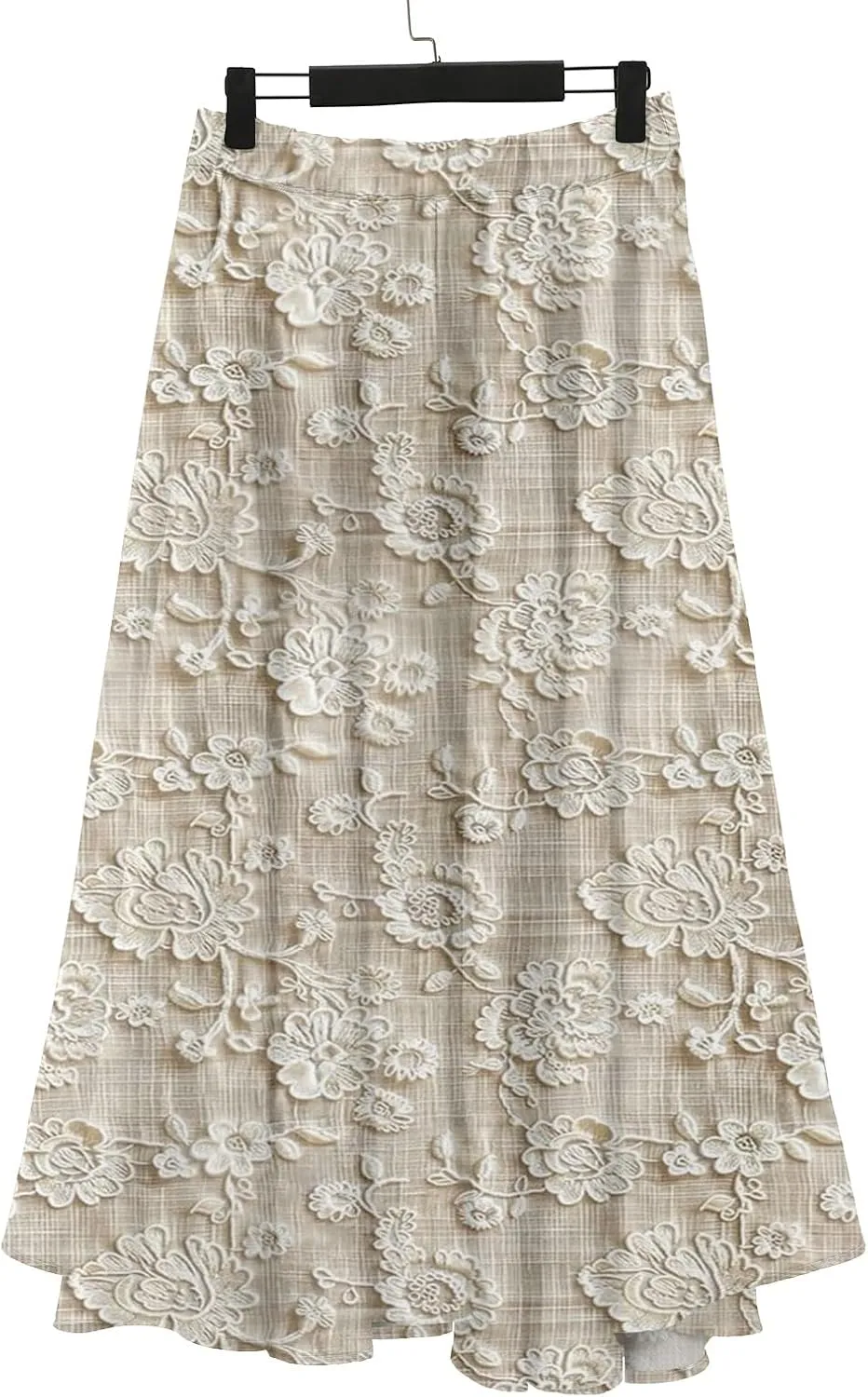 Womens Maxi Skirt Summer Floral Embroidered Lace Printed Boho Easter Long Skirts Flowy Tiered Beach Vacation Dress