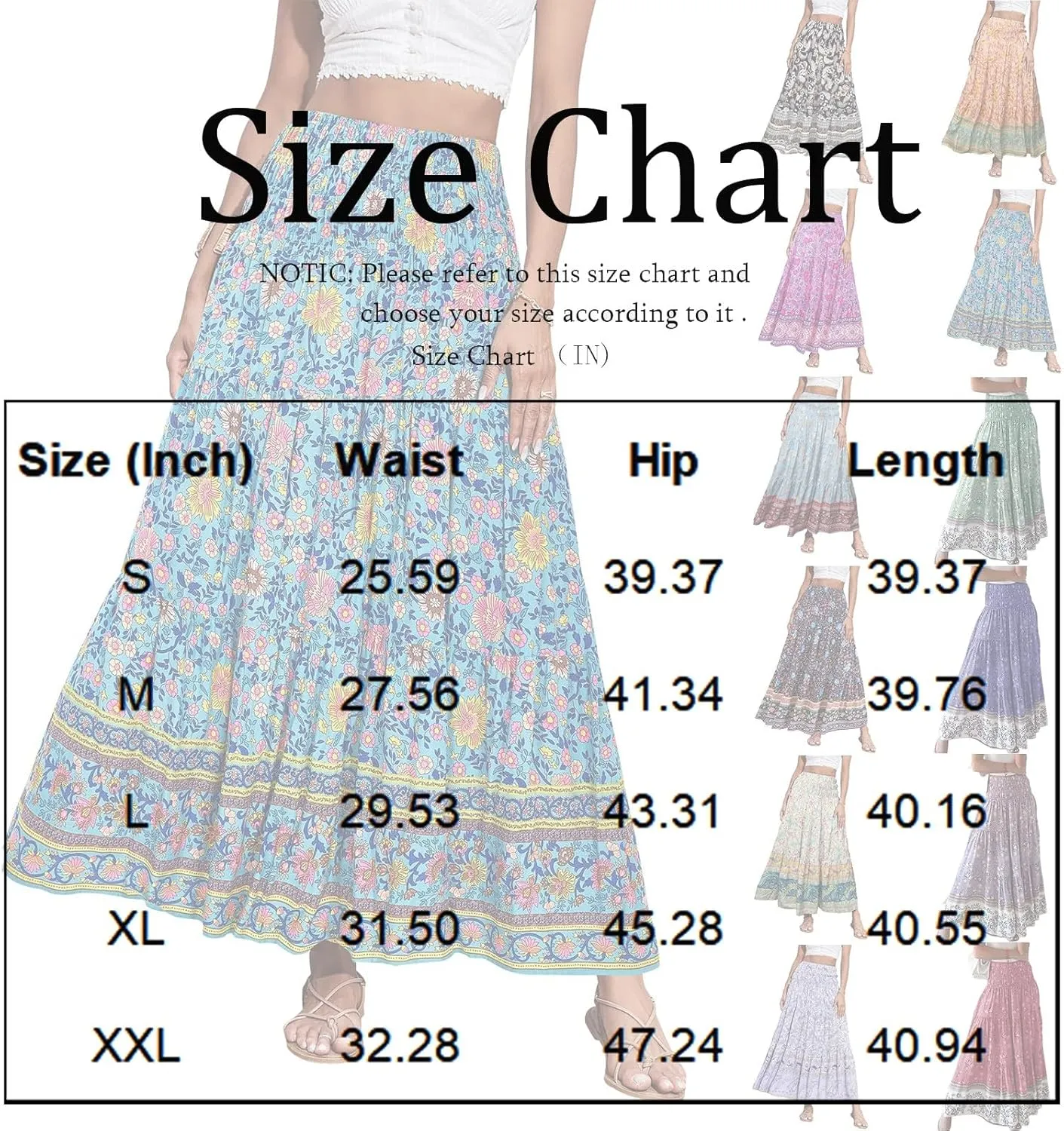 Women's Maxi Skirts Summer Tiered Drawstring Elastic High Waisted Skirt Pleated Aline Skirt Casual Flowy Long Skirt