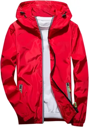 Womens Mens Lightweight Jackets Reflective Zip Outdoor Sport Coats Casual Pure Color Utility Work Hoodies Plus Size