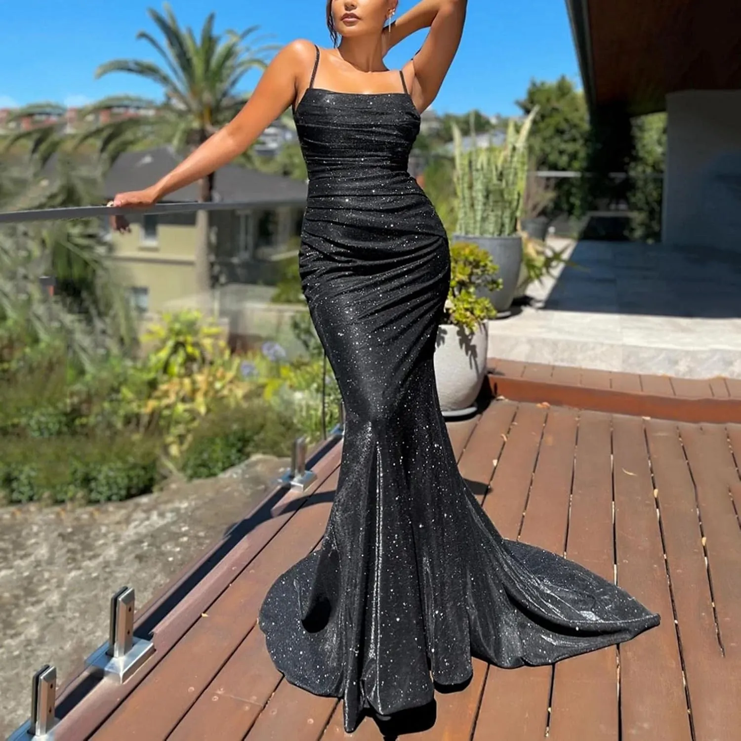 Women's Mermaid Dress Sexy Sleeveless Backless Halter Neck Bodycon Party Dresses Evening Dress Stylish Cute Versatile
