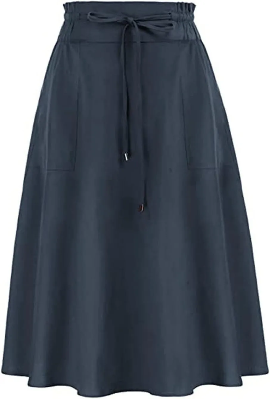 Women's Midi Skirt Boho Wood Ear Edge Layered Half Maxi Skirt Summer Casual Long Flowy Tiered Beach Vacation Dress