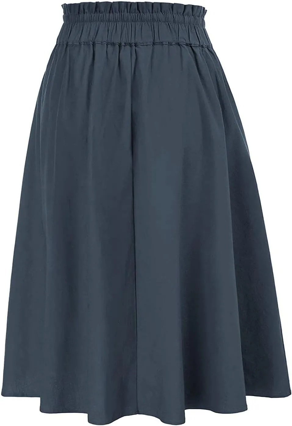 Women's Midi Skirt Boho Wood Ear Edge Layered Half Maxi Skirt Summer Casual Long Flowy Tiered Beach Vacation Dress
