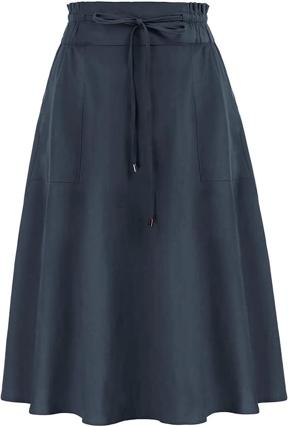 Women's Midi Skirt Boho Wood Ear Edge Layered Half Maxi Skirt Summer Casual Long Flowy Tiered Beach Vacation Dress