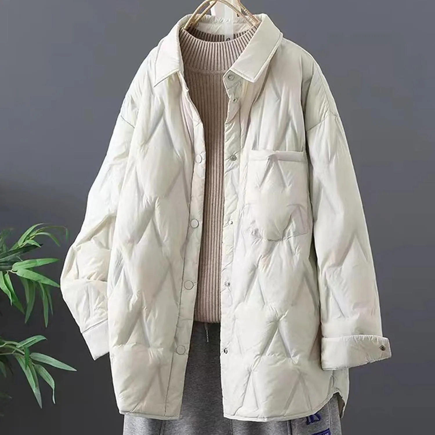 Womens Oversized Winter Coats Quilted Lightweight Jackets Thicken Parkas Outerwear Fashion Puffer Jackets Down Coats