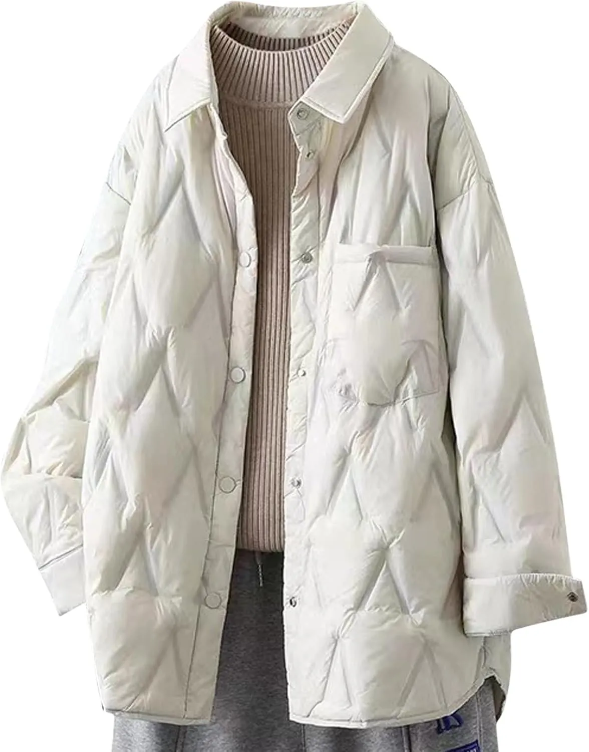 Womens Oversized Winter Coats Quilted Lightweight Jackets Thicken Parkas Outerwear Fashion Puffer Jackets Down Coats