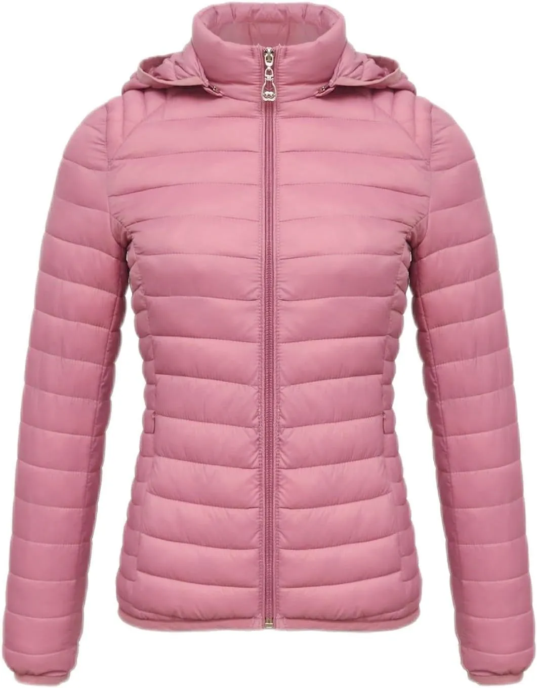 Women's Packable Down Jackets Full Zip Hooded Puffer Jackets Lightweight Quilted Winter Warm Windproof Coats