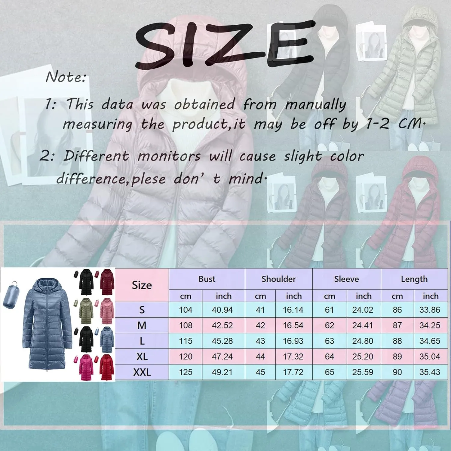 Women's Packable Puffer Jackets Lightweight Windproof Down Jackets Hooded Casual Comfy Winter Warm Long Puffer Coats