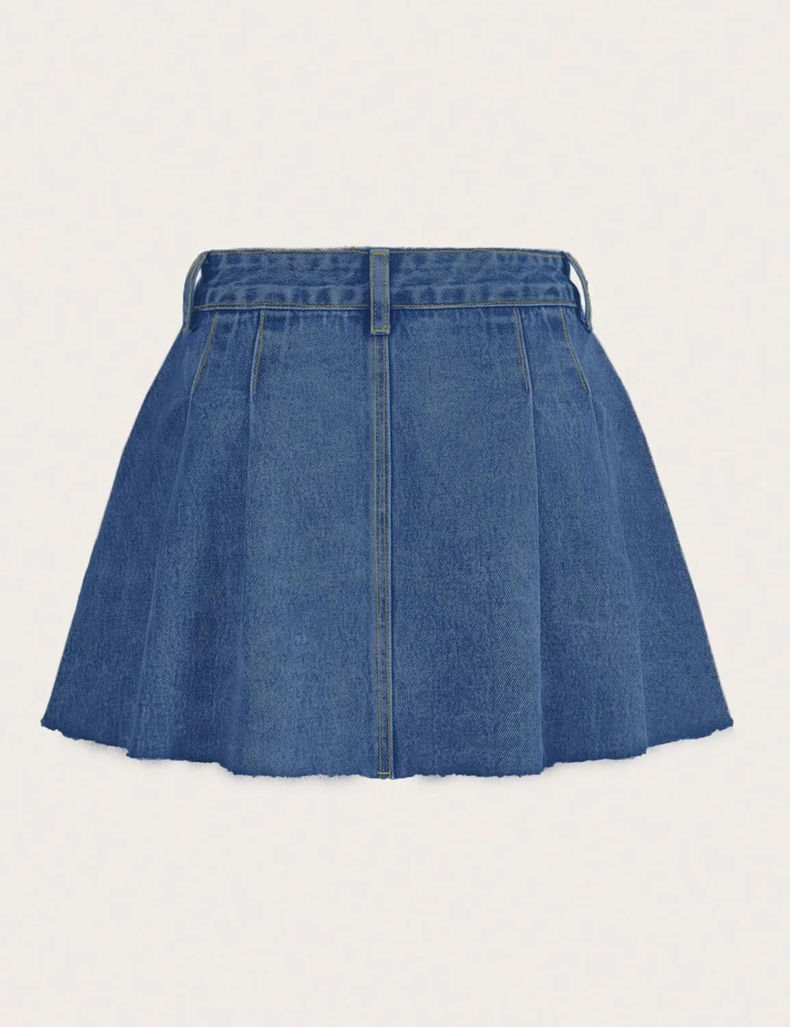 Womens Pleated Denim Skirts High Waisted A Line Mini Denim Jean Skirt