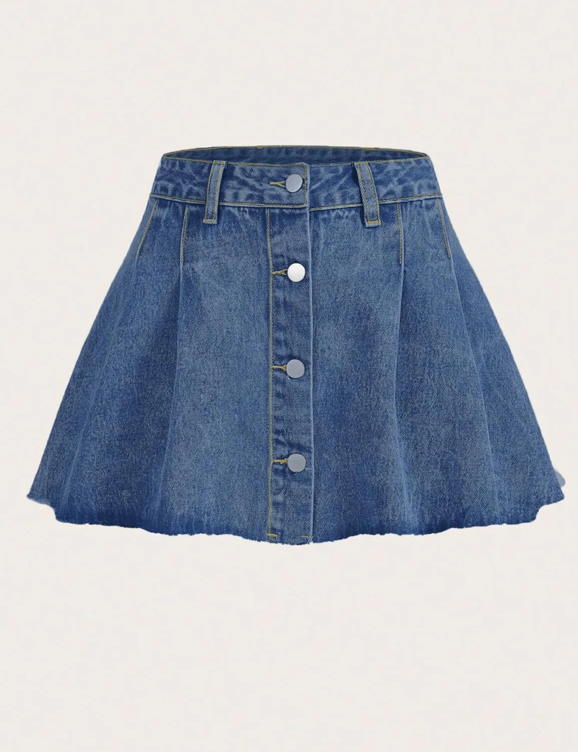 Womens Pleated Denim Skirts High Waisted A Line Mini Denim Jean Skirt