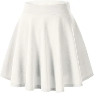 Womens Pleated Mini Skirts Solid Color Elastic High Waisted Casual Short Skirts Flared A Line Versatile Stretchy Skirts