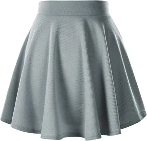 Womens Pleated Mini Skirts Solid Color Elastic High Waisted Casual Short Skirts Flared A Line Versatile Stretchy Skirts