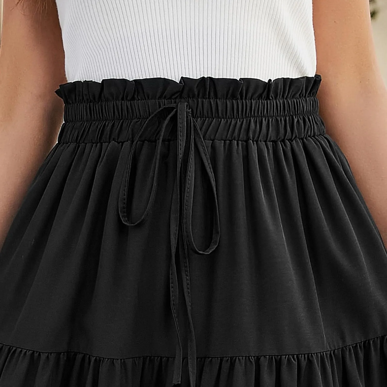 Women's Pleated Skirts Summer Casual Loose Trendy Elastic Waist Floral Print Bohemian Sun A-Line Maxi Skirt, S-XL
