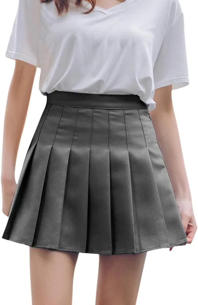 Womens Pleated Tennis Mini Skirts High Waisted A-line Skirts Summer Casual Stretchy Flared Skirts with Lining Shorts