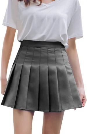 Womens Pleated Tennis Mini Skirts High Waisted A-line Skirts Summer Casual Stretchy Flared Skirts with Lining Shorts