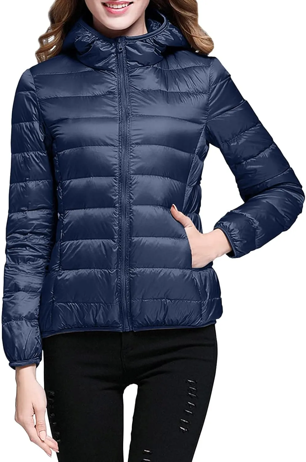 Womens Puffer Jacket Quilted Lightweight Alternative Down Coat Warm Winter Women Lightweight Waterproof Raincoat