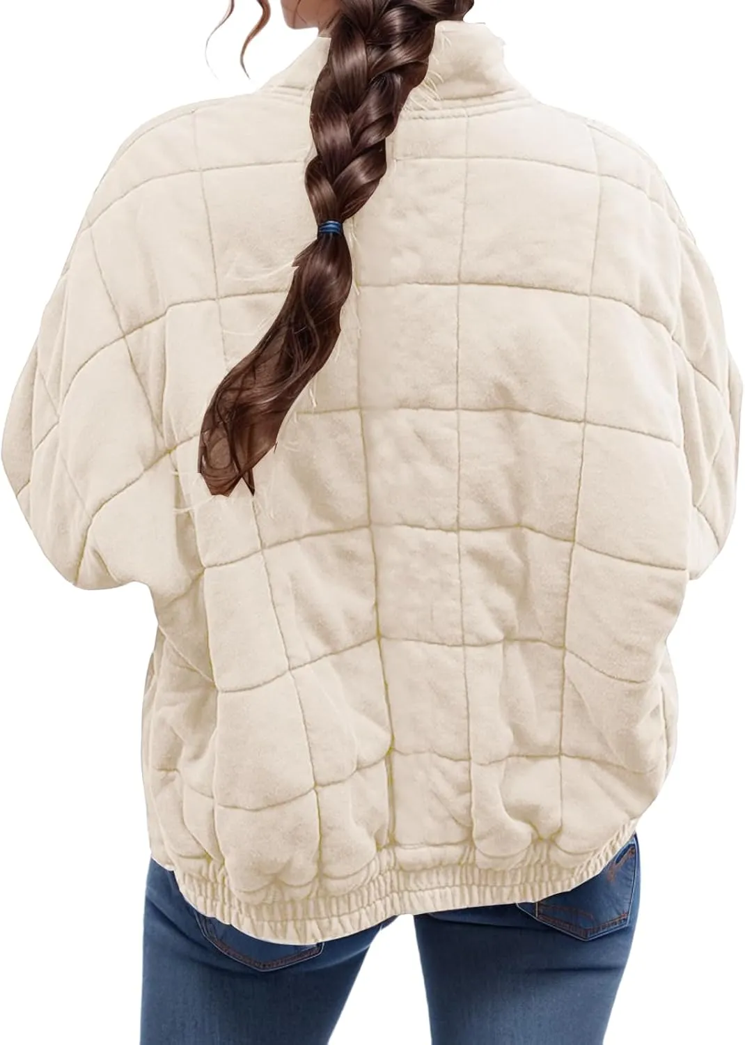 Womens Quilted Jackets Zip Up Puffer Jackets Lightweight Down Coats Casual Long Sleeve Winter Coats with Pockets
