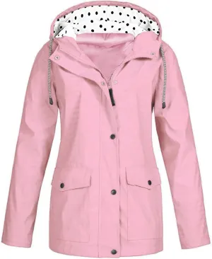 Women's Raincoat Waterproof Long Hooded Trench Coats Fall Lightweight Windbreaker Travel Jacket