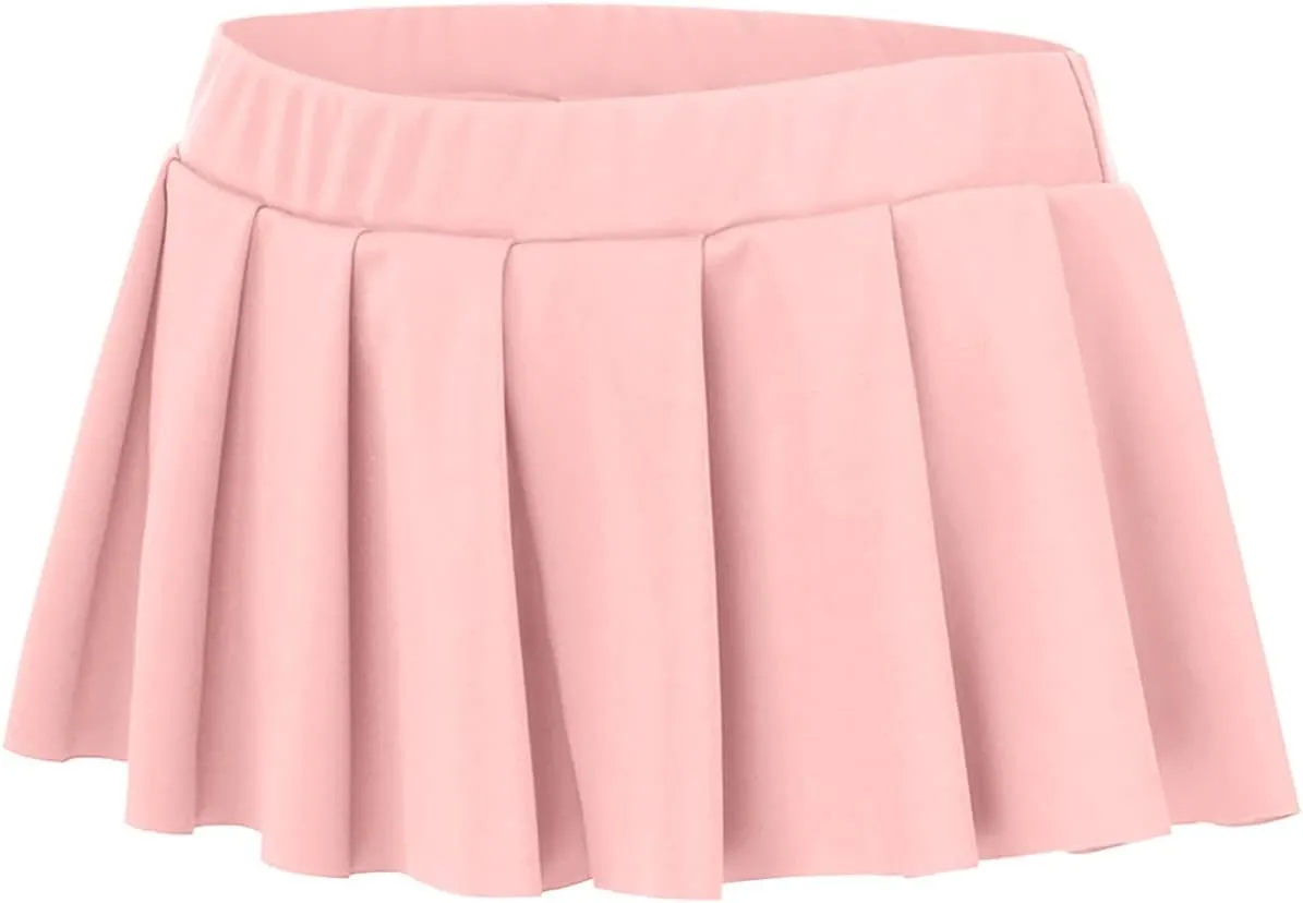 Women's Sexy Pleated Mini Skirt Underneath Low Waisted Elastic Short Skirts Club Entertainment Yoga Skirt Inner Shorts
