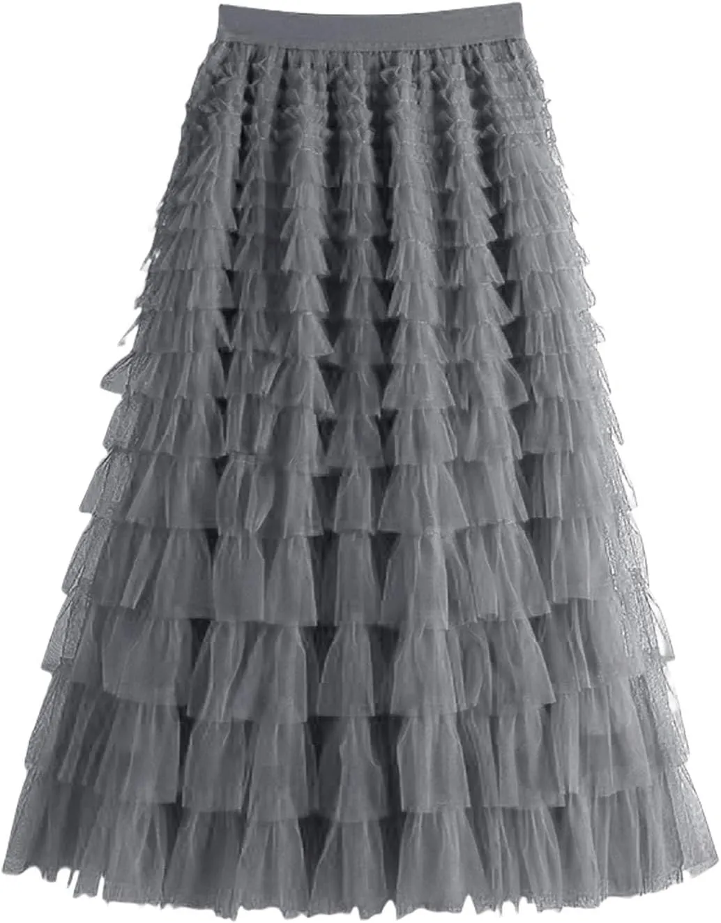 Women's Skirts for Summer Trendy High Elastic Waist Loose Pleated Ruffles Casual Vacation Fashionable Long Skirts