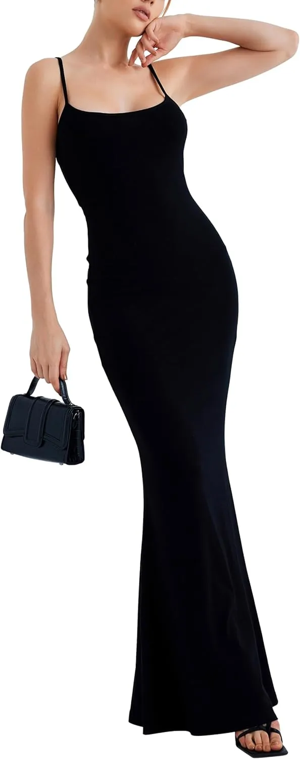 Women's Spaghetti Strap Formal Graduation Dress Bodycon Backless Sleeveless Long Slip Maxi Dresses