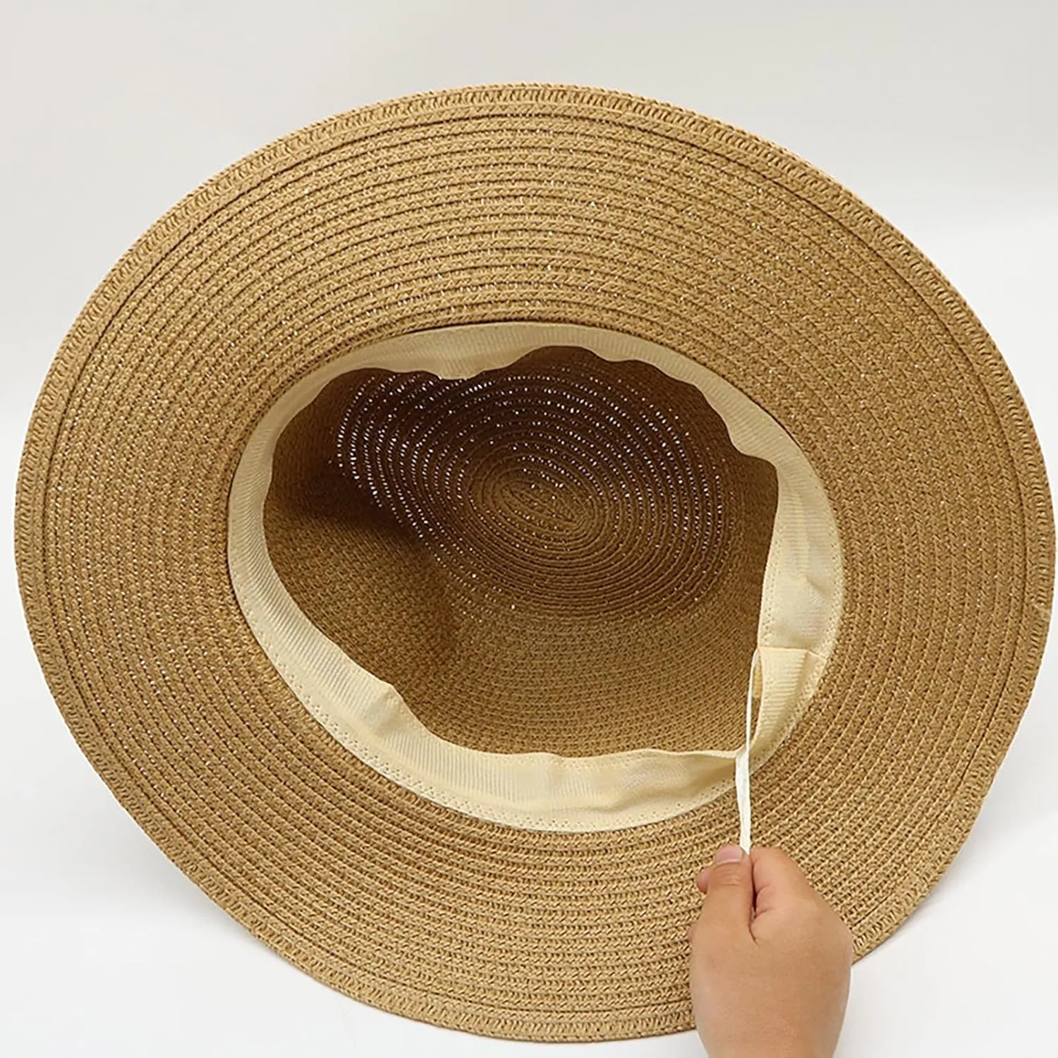 Womens Straw Fedora Beach Sun Hat Packable Wide Brim Panama Hat for Women UPF50  Summer Hat