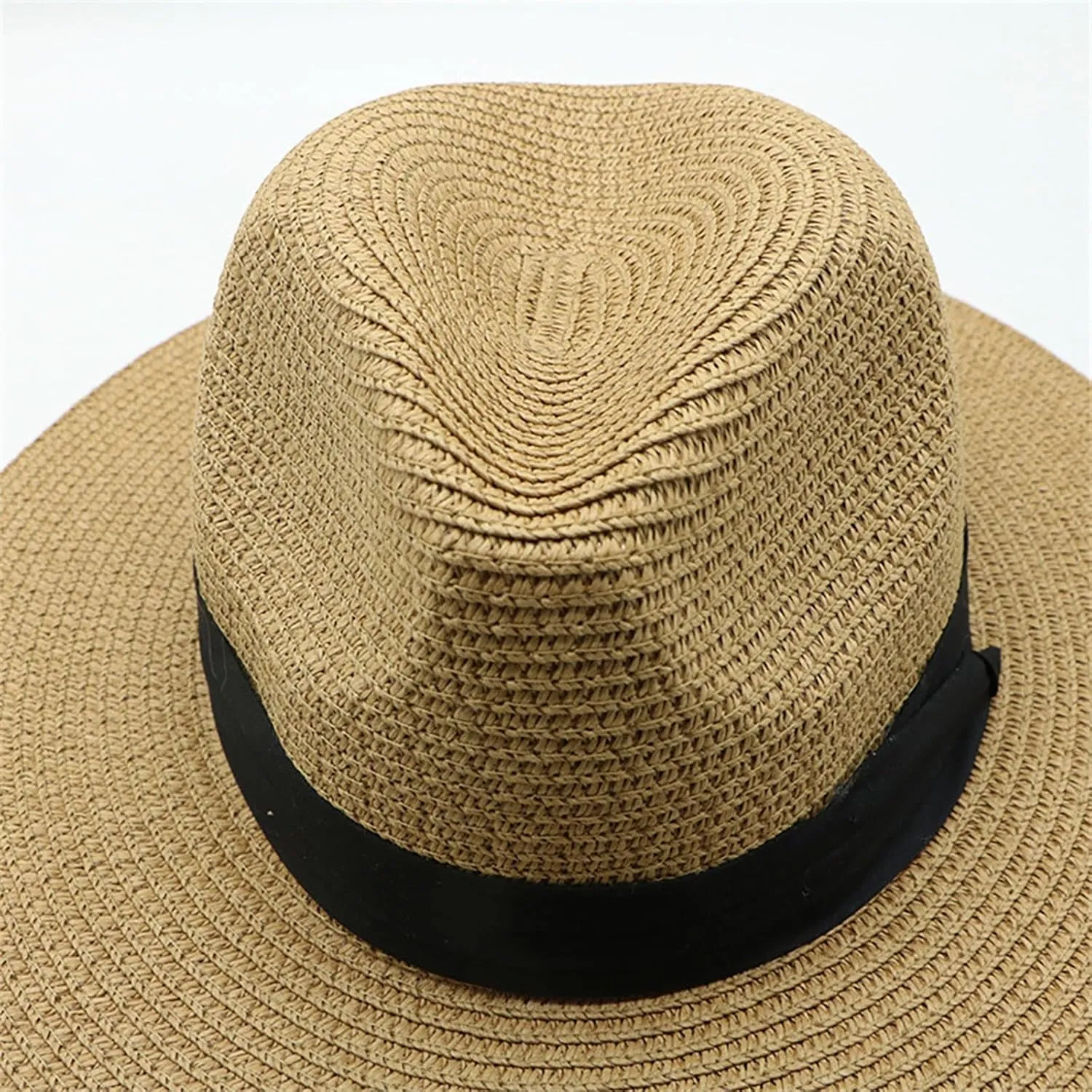 Womens Straw Fedora Beach Sun Hat Packable Wide Brim Panama Hat for Women UPF50  Summer Hat