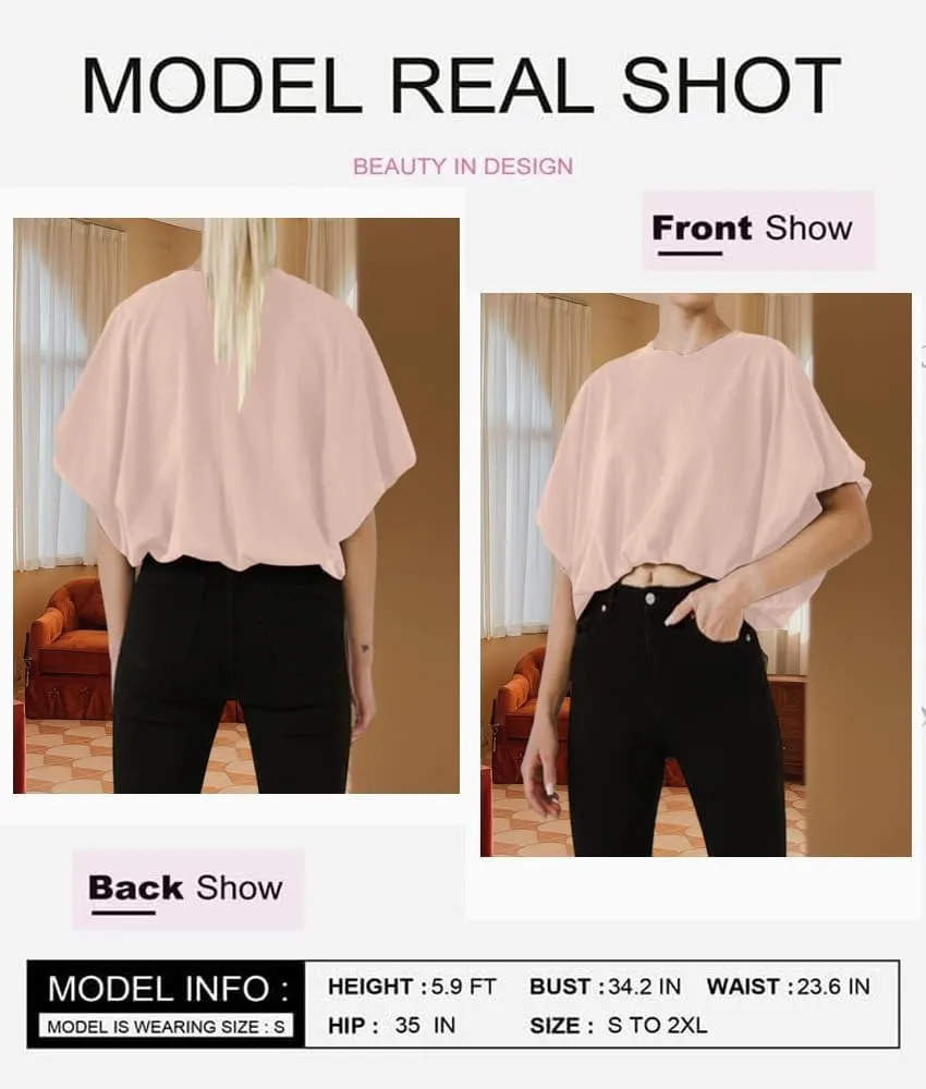 Womens Summer Crewneck Crop Tops Short Sleeve Casual Loose Cropped T Shirts