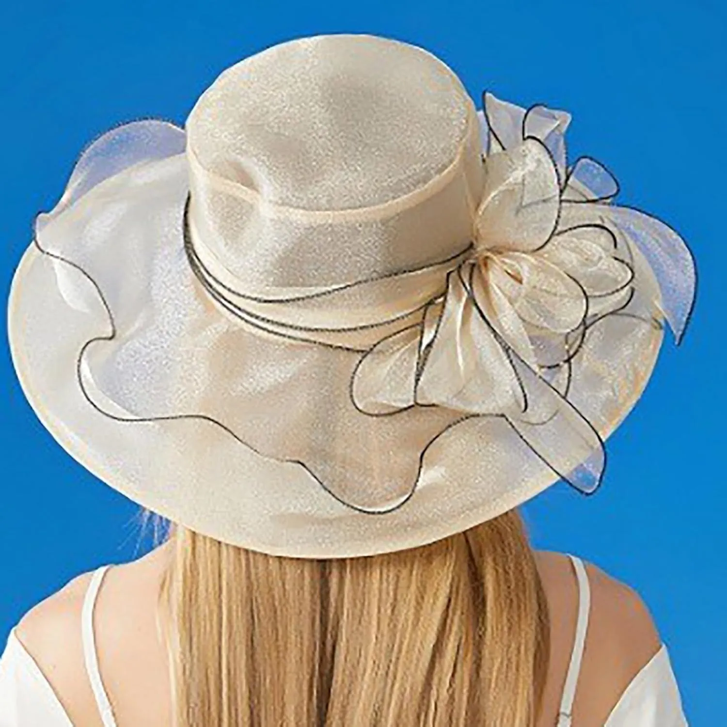 Womens Summer Dress Hat Fascinators for Women Tea Party Hats Derby Wide Leaf Flower Bridal Shower Hat Sun Beach Hat