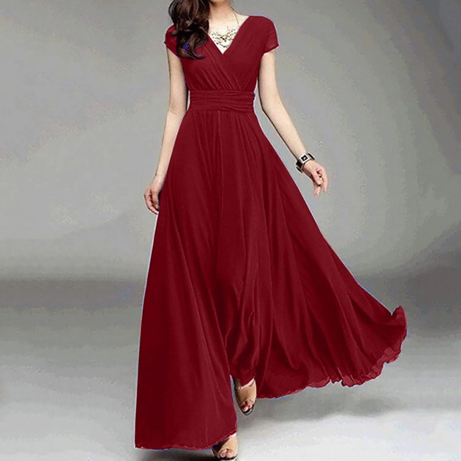 Women's Summer Formal Wedding Guest Dress Off Shoulder High Slit Maxi Bodycorn Dress Ruffle Hem Long Dress