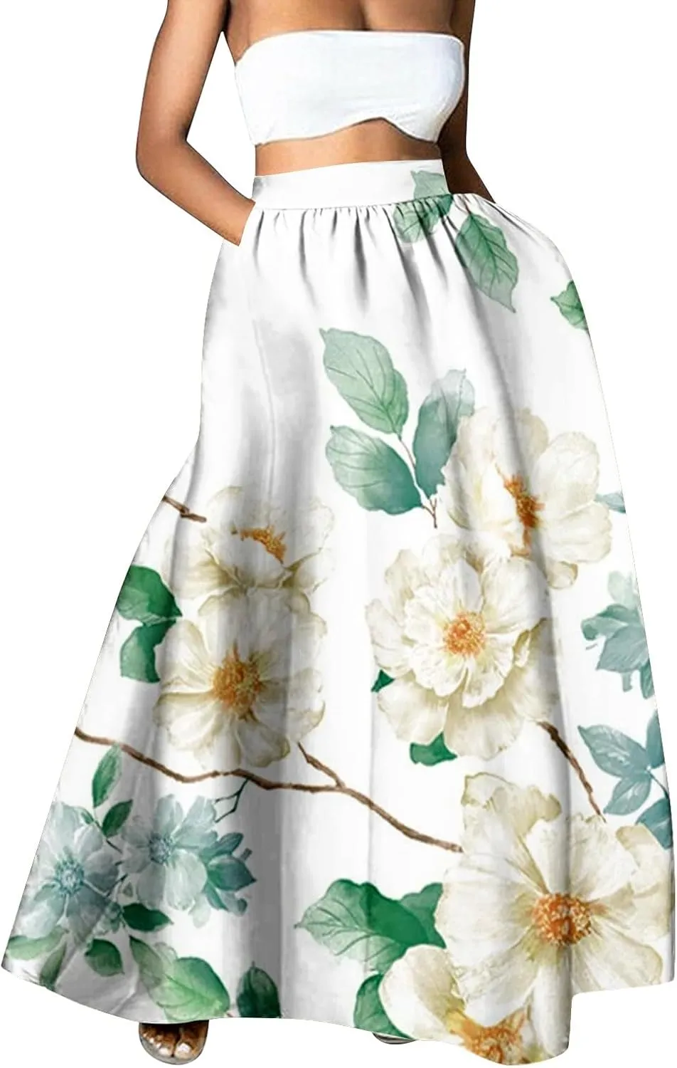 Womens Summer Maxi Skirt Boho Long Skirts Pleated Dress Casual 2025 A Line Plus Size Tiered Beach Vacation Clothing